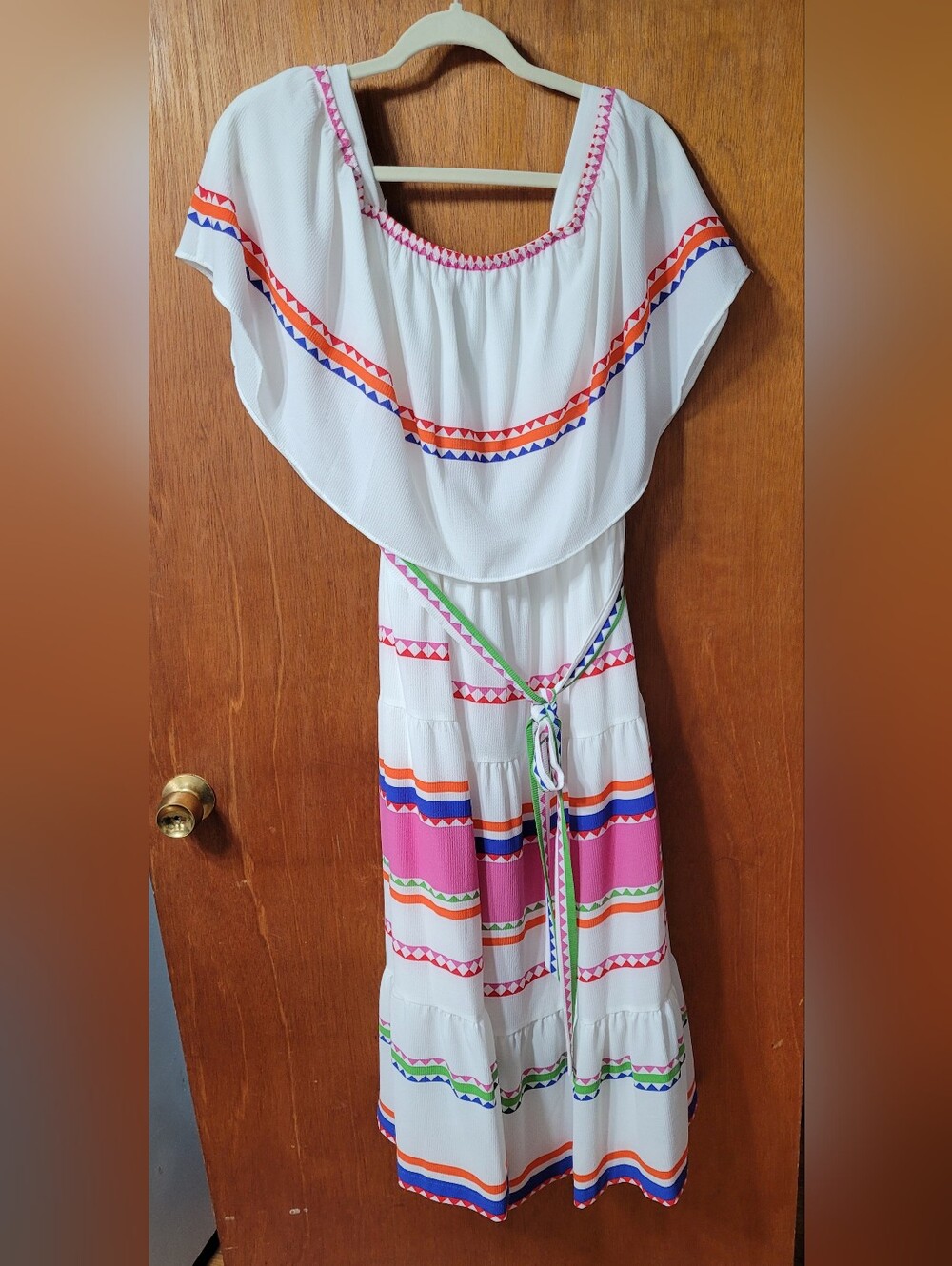 Violet Weekend White Colorful Long Dress Size XL (1226)